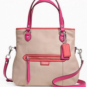 Coach Daisy Spectator Tan/Pink/Orange Mia Leather Shoulder Bag